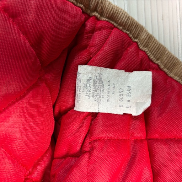 VTG Baby Boys Tan Hooded Corduroy Jacket with Train Design Red Lining SZ 24m - Picture 6 of 6